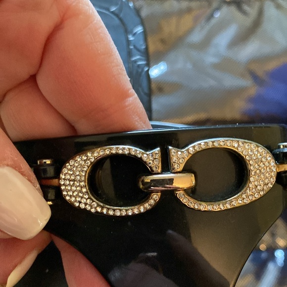 Coach Black Logo Crystal Logo Jelly Flip Flops - Picture 9 of 16